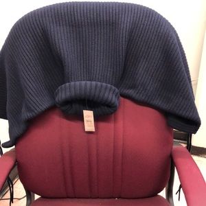 Ribbed Poncho - Navy Blue